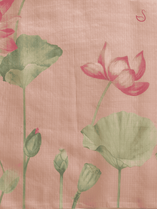 Peach Tissue Silk Saree with Floral Prints