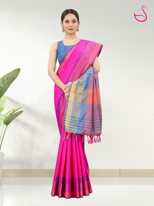 Pink Lightweight Soft Silk Finish Saree
