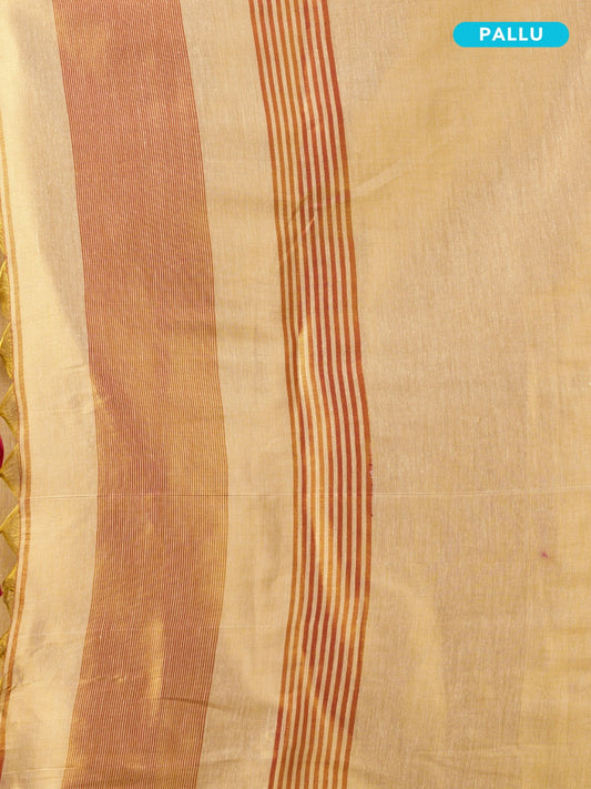 Light Golden Mul Tissue Saree with Red Border