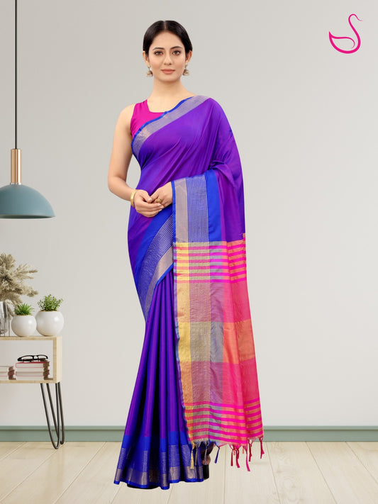 Purple Lightweight Soft Silk Finish Saree