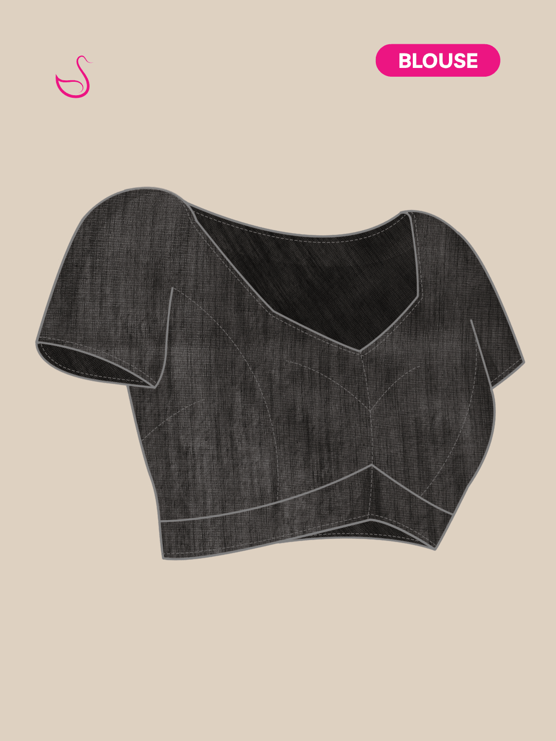 Black Cotton Blend Saree with Warli Prints