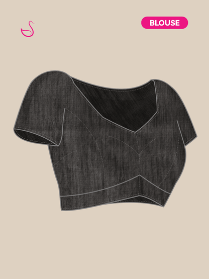 Black Cotton Blend Saree with Warli Prints