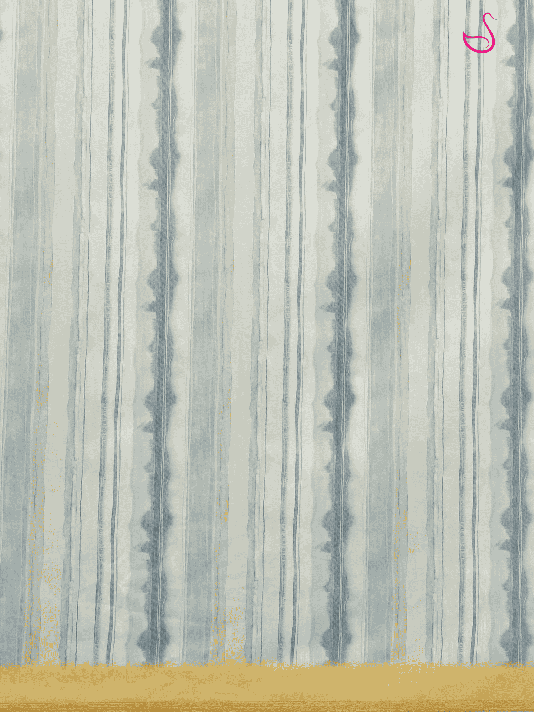 Blue Cotton Blend Saree with Striped Prints