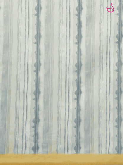 Blue Cotton Blend Saree with Striped Prints
