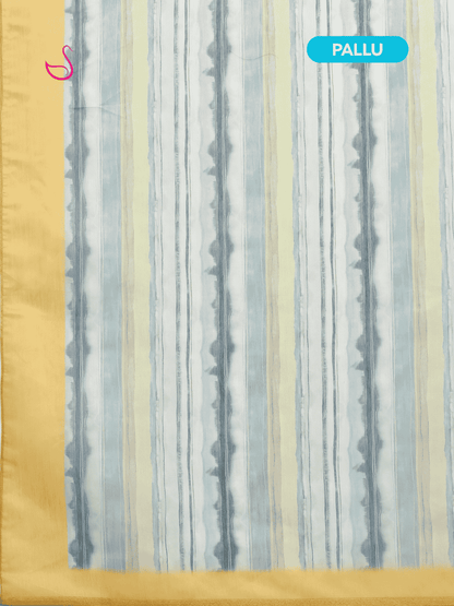 Blue Cotton Blend Saree with Striped Prints