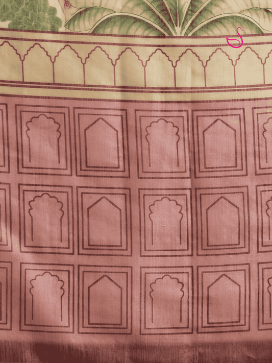 Multicolour Cotton Tissue Saree with Abstract Narrative Print