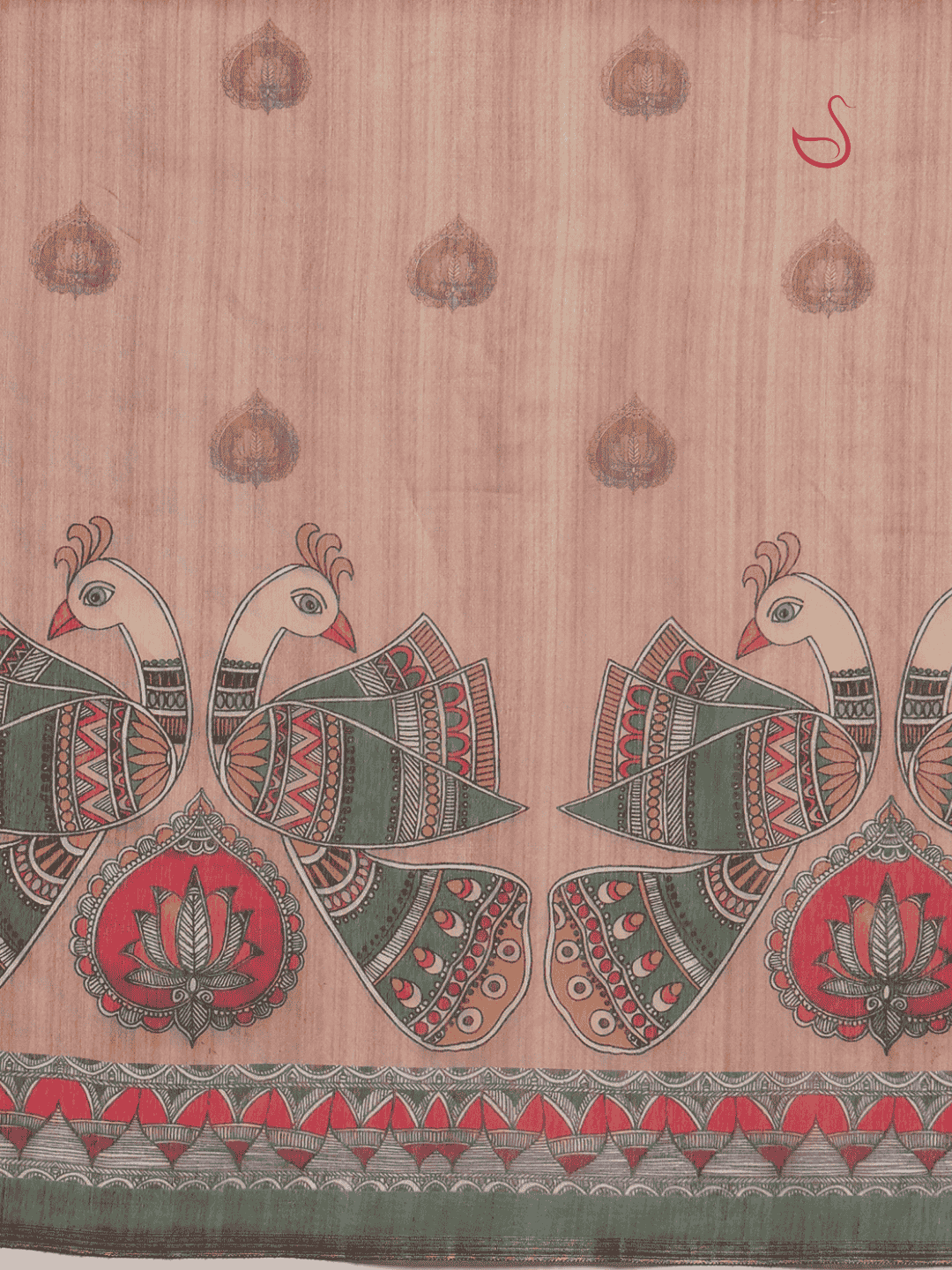 Multicolour Cotton Blend Saree with Madhubani Prints