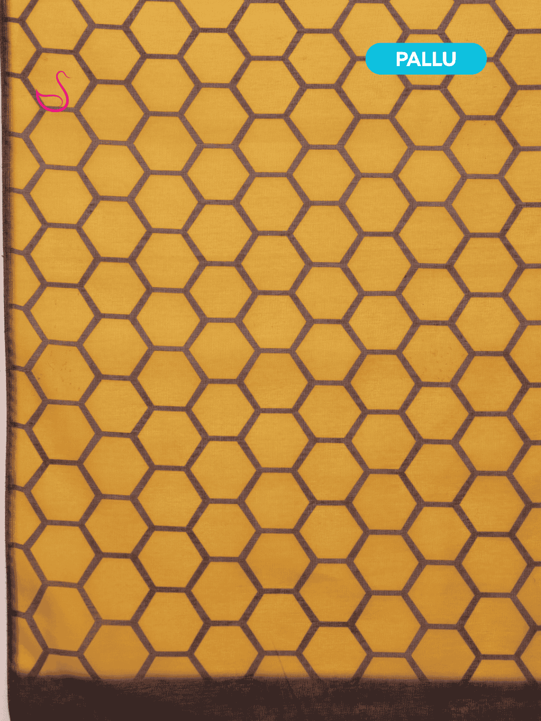 Mustard Yellow Cotton Blend Saree with Bee & Honeycomb Design
