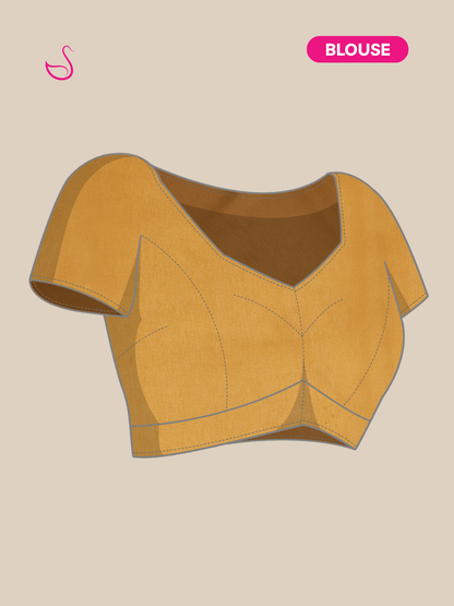Mustard Yellow Cotton Blend Saree with Bee & Honeycomb Design