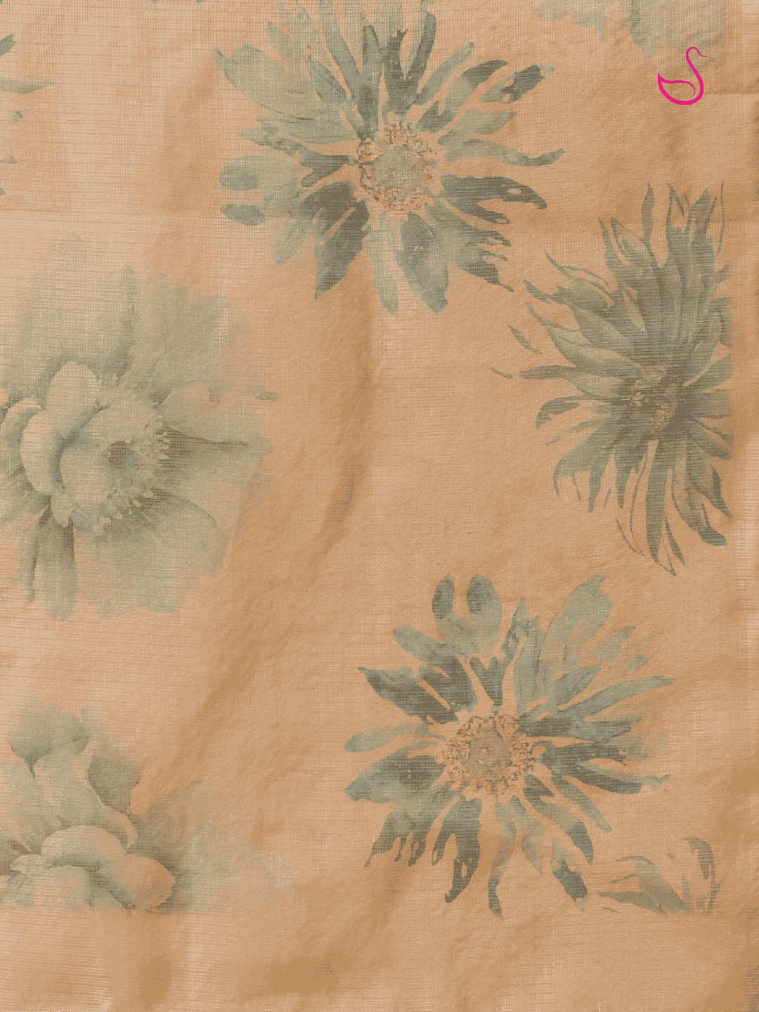 Beige Gold Tissue Silk Saree with Floral Prints