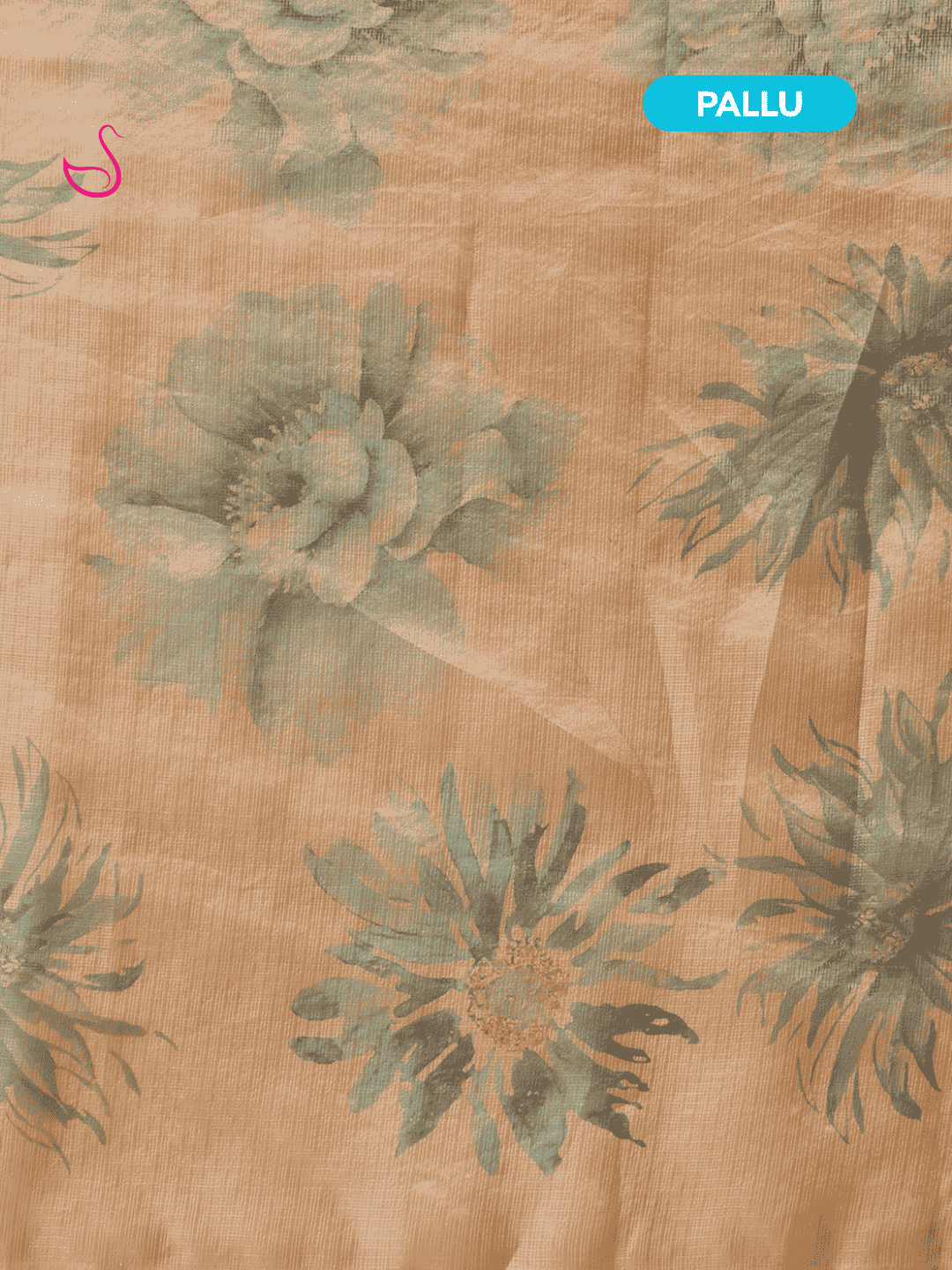 Beige Gold Tissue Silk Saree with Floral Prints