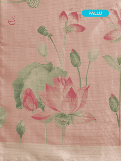 Peach Tissue Silk Saree with Floral Prints