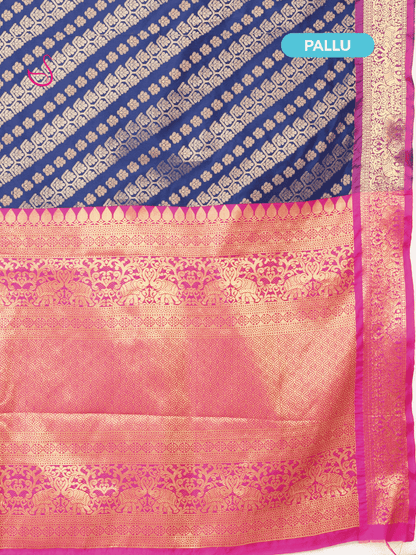 Navy Blue Semi Silk Saree with Laheriya woven patterns
