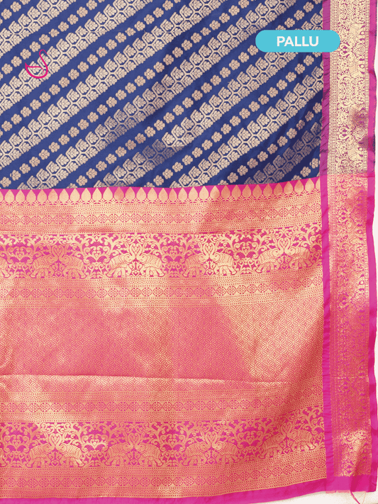 Navy Blue Semi Silk Saree with Laheriya woven patterns