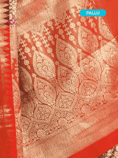 Purple Zari Tissue Silk Saree with Orange Pallu