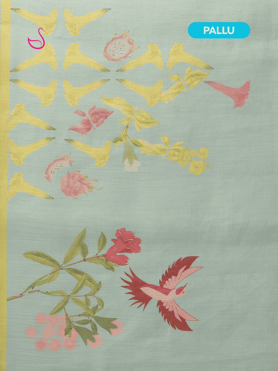 Sky Blue Cotton Tissue Saree with Floral Prints