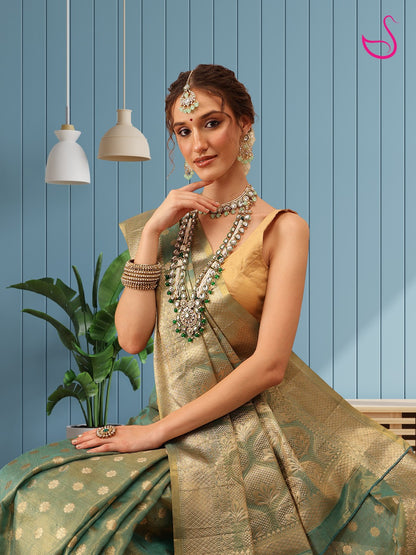 Elvina – Aqua Glow in Tissue Silk
