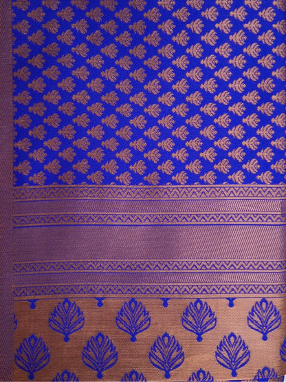Royal Blue Art Silk Saree with Gold Woven Border