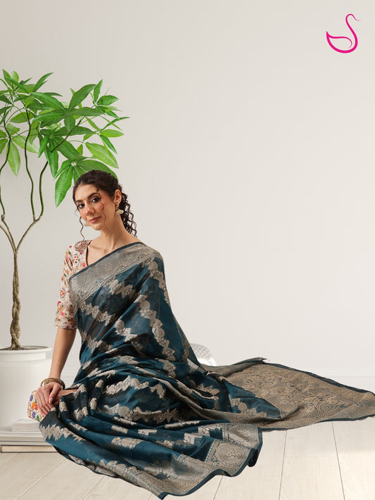 Elira – Teal Charm in Organza Elegance