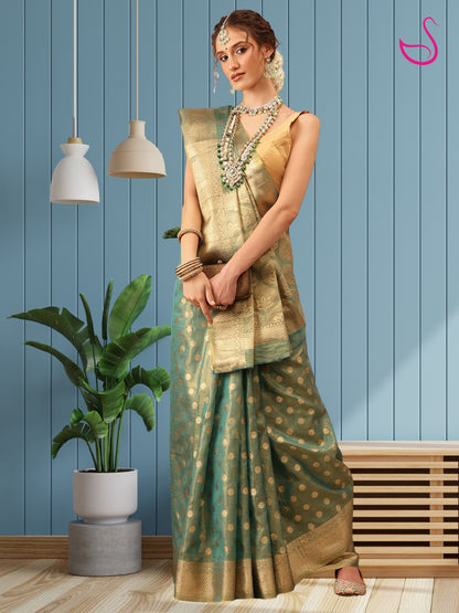 Elvina – Aqua Glow in Tissue Silk