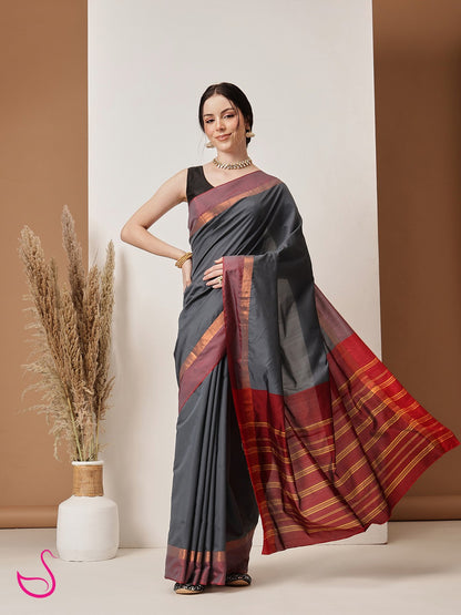 Sharini - The Grey Maroon Elegance