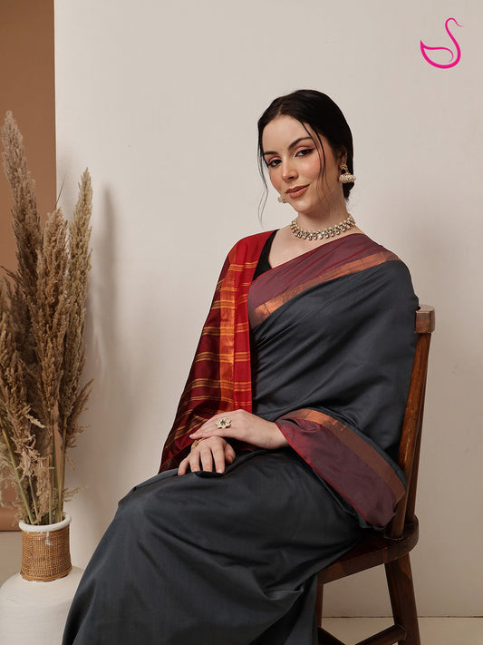 Sharini - The Grey Maroon Elegance