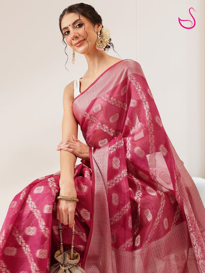 Ishanya – The Rose Pink Jaal Elegance