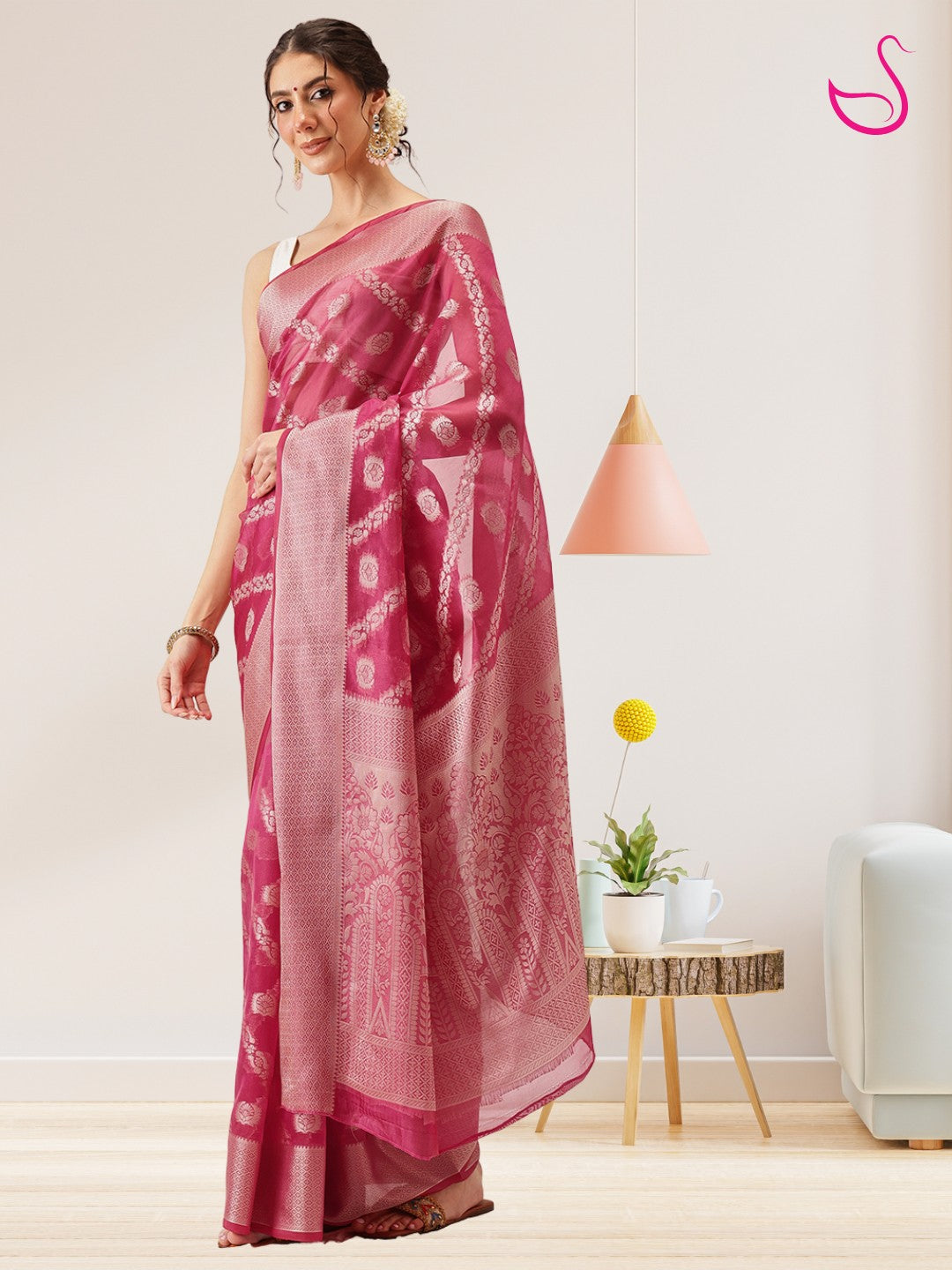 Ishanya – The Rose Pink Jaal Elegance