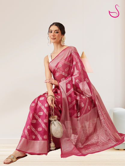 Ishanya – The Rose Pink Jaal Elegance