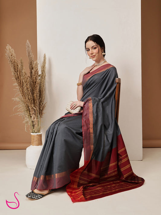 Sharini - The Grey Maroon Elegance